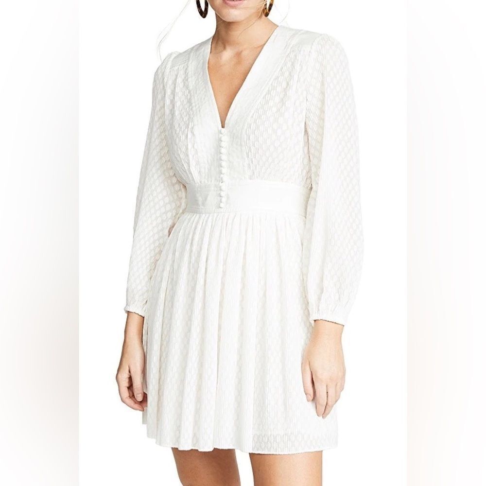 NWT Zimmermann Plisse Dot Mini Dress in Pearl